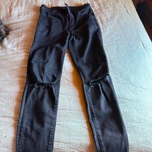 Black American Eagle High Waisted Long Skinny Jeans